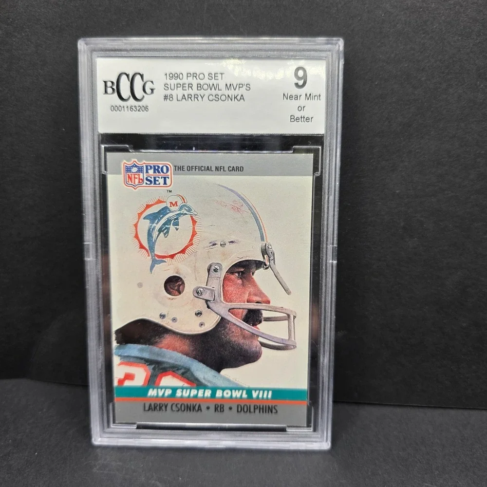 Pro Set Football Card Larry Csonka BCCG 9 Near Mint Super Bowl MVP 8 Dolphins